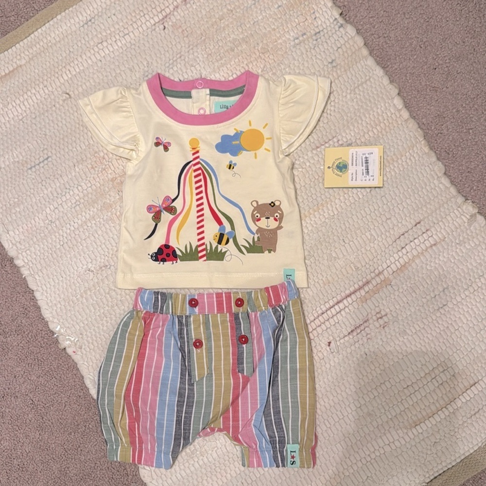 Lilly + Sid Maypole Lilly Top & Short Set NWT size 0-3mo